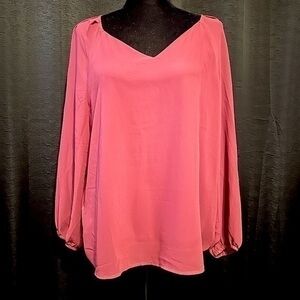 💚 NWT Nine West women’s burgundy tie back blouse size large